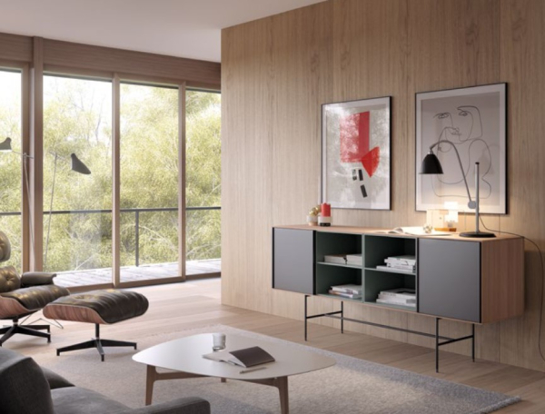 Treku Aura Sideboard Nussbaum Moosgrün Graphite